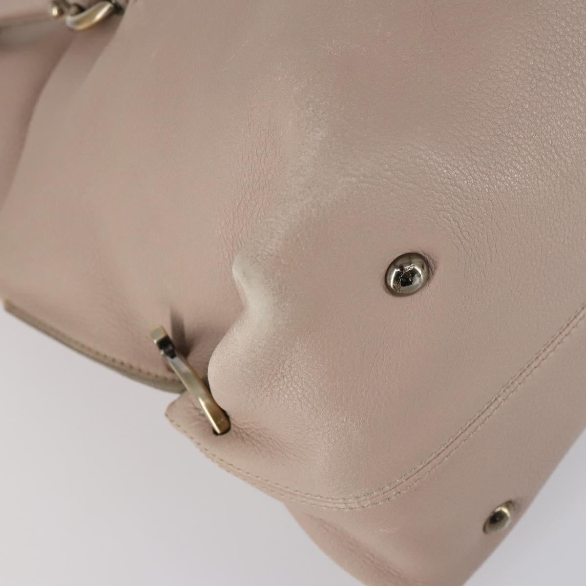 Salvatore Ferragamo Gancini Leather Beige Leather Shoulder Bag Bag (Pre-Owned)