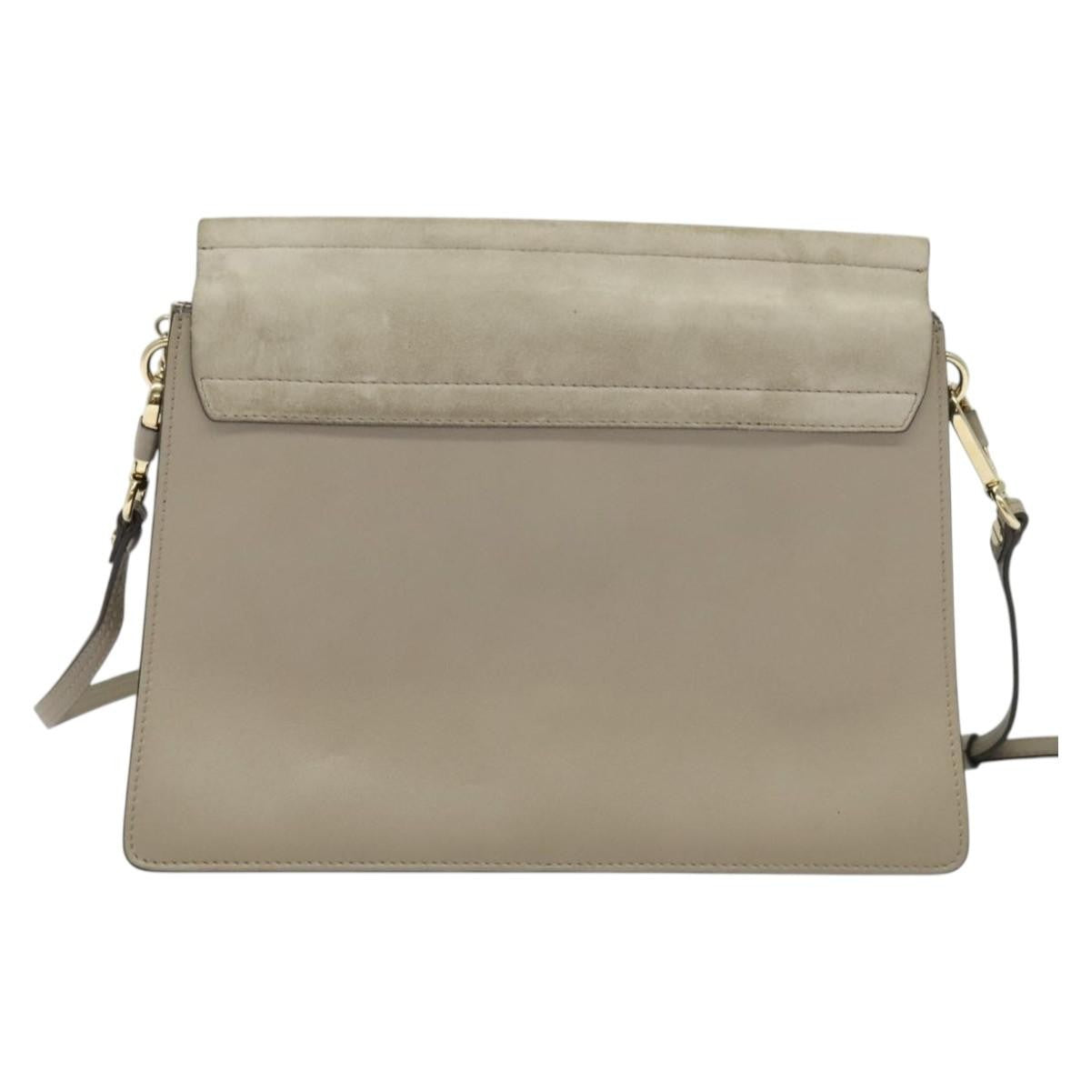 Chloe Faye Leather And Suede Gray Suede Shoulder Bag Bag (Pre-Owned)