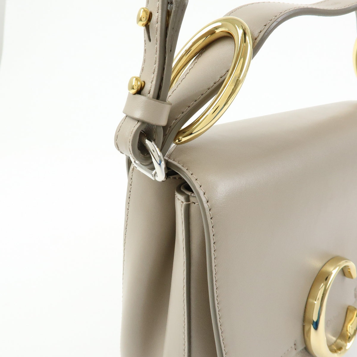Chloe C Shoulder Bag Leather Gray Leather Shoulder Bag Bag (Pre-Owned)