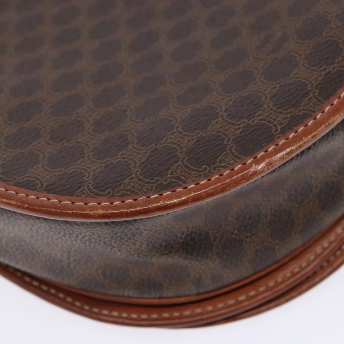 Celine Macadam Shoulder Pvc Leather Brown Canvas Bag (Pre-Owned)