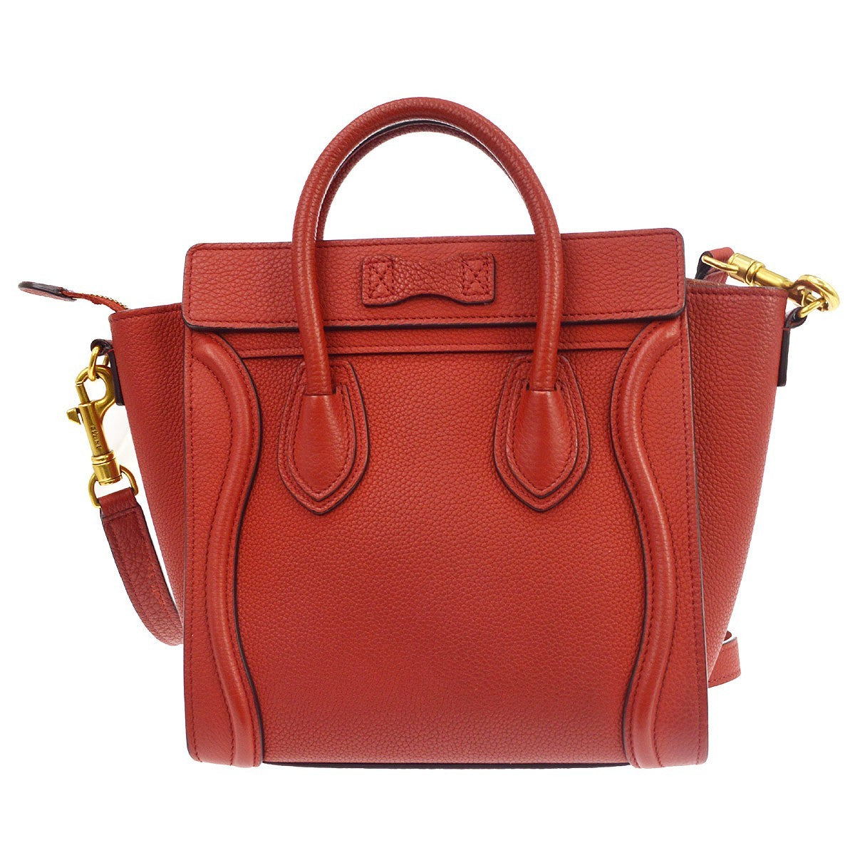 Celine Luggage Grainy Leather Red Leather Handbag (Pre-Owned)