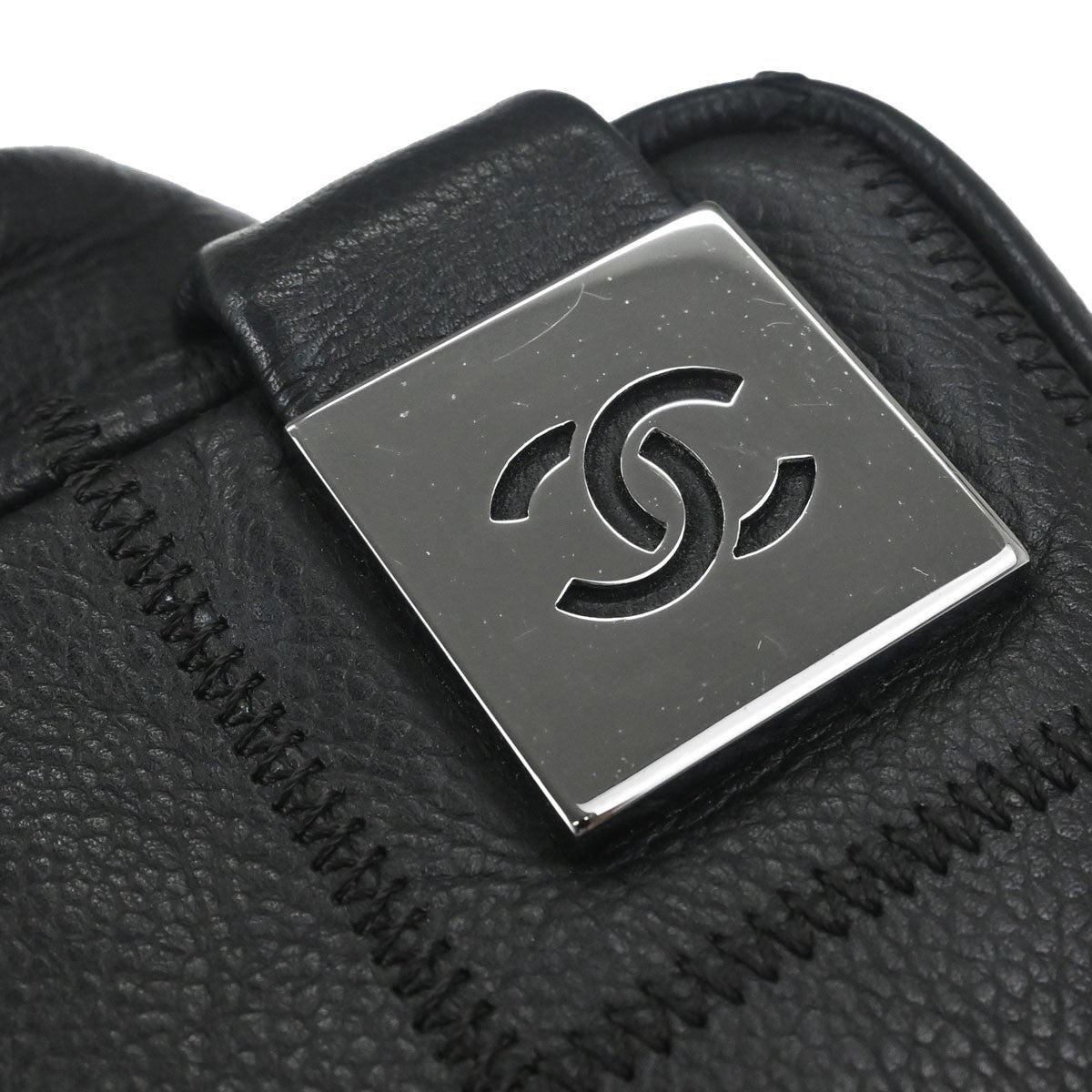 Chanel Square Stitch Satchel Caviar Black Leather Handbag (Pre-Owned)