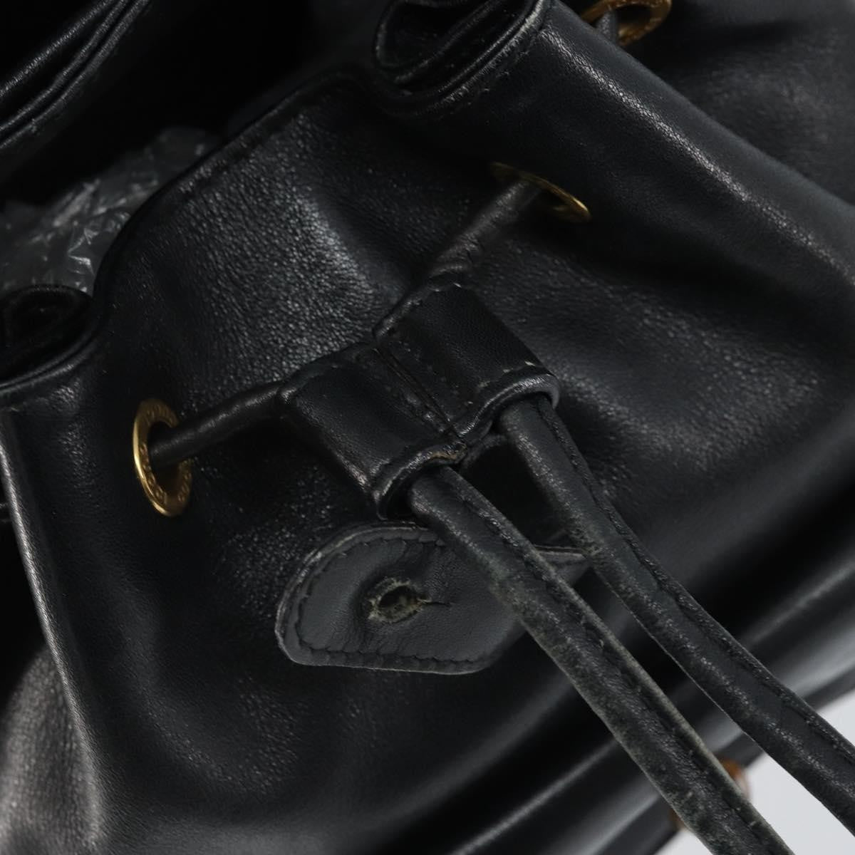 Gucci Vintage Bamboo Leather Black Leather Backpack Bag (Pre-Owned)