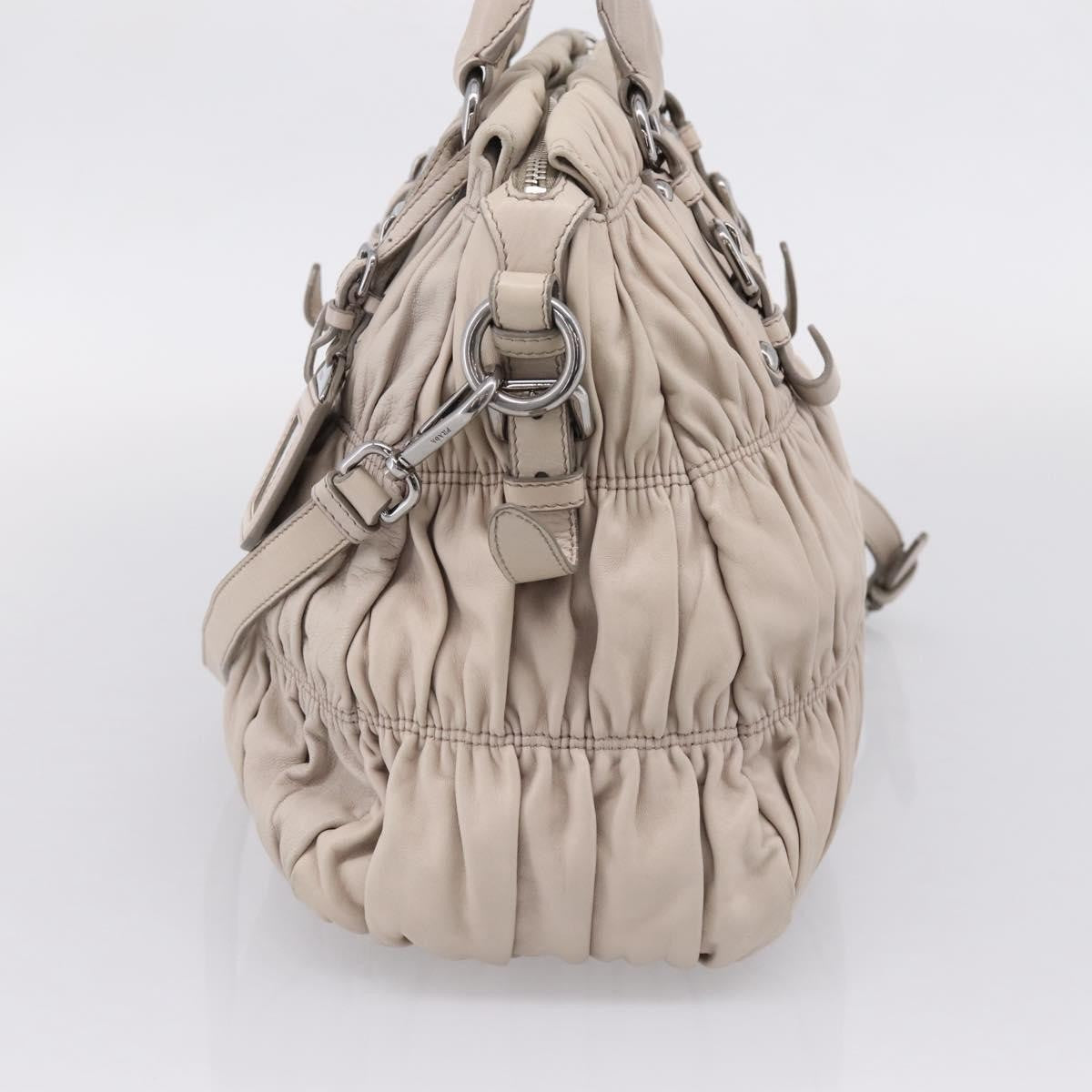 Prada Gaufre Convertible Nappa Leather Gray Leather Tote Bag Bag (Pre-Owned)