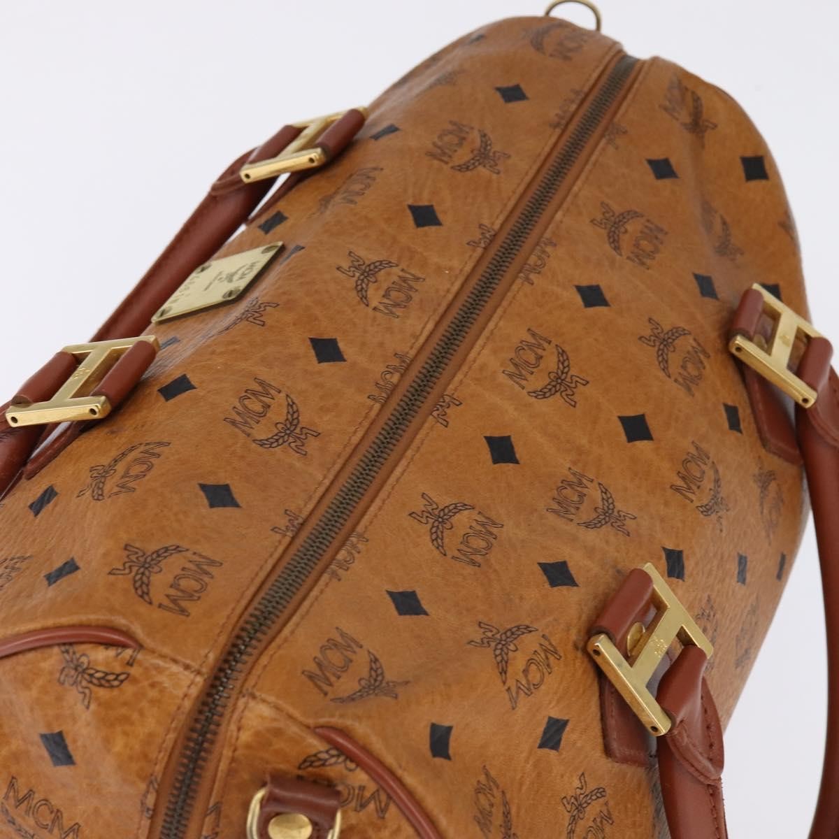 MCM Visetos Logogramme Leather Brown Leather Handbag (Pre-Owned)