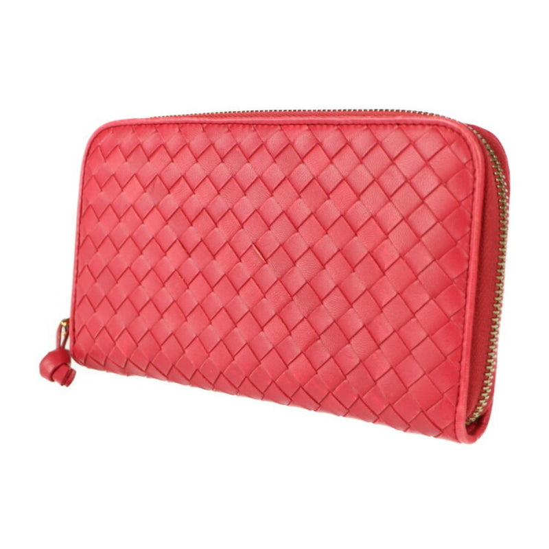 Bottega Veneta Intrecciato Red Leather Wallet  (Pre-Owned)