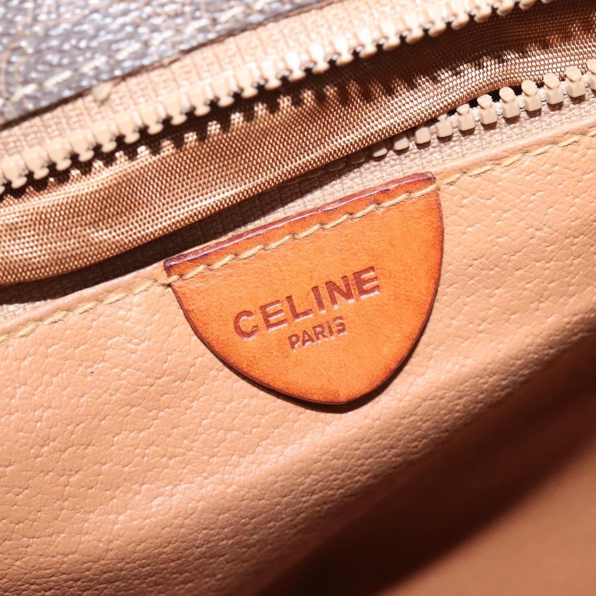 Celine Vintage Macadam Circle Logo Canvas And Leather Brown Canvas Shoulder Bag Bag (Pre-Owned)