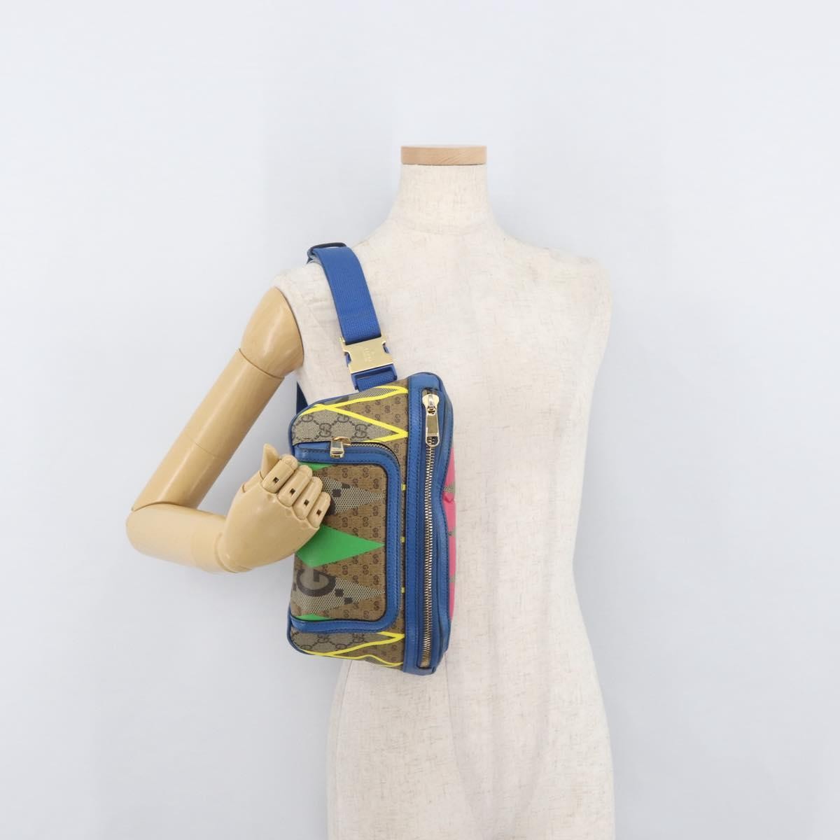 Gucci Gg Rhombus Cuir Multicolour Canvas Crossbody Bag Bag (Pre-Owned)