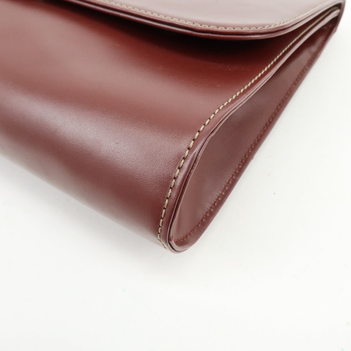 Cartier Must De Cartier Clutch Leather Burgundy Leather Clutche & Pouche Bag (Pre-Owned)