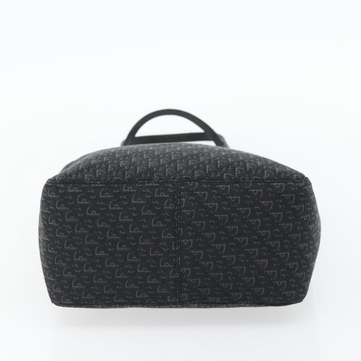 Christian Dior Vintage Open Pocket Diorissimo Canvas Black Canvas Tote Bag Bag (Pre-Owned)