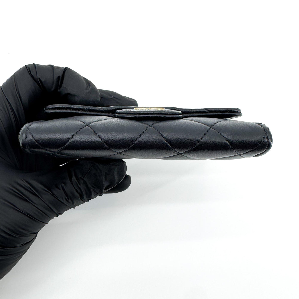 Chanel Classic Flap Card Holder Quilted Caviar Black Leather Card Holders Accessory (Pre-Owned)