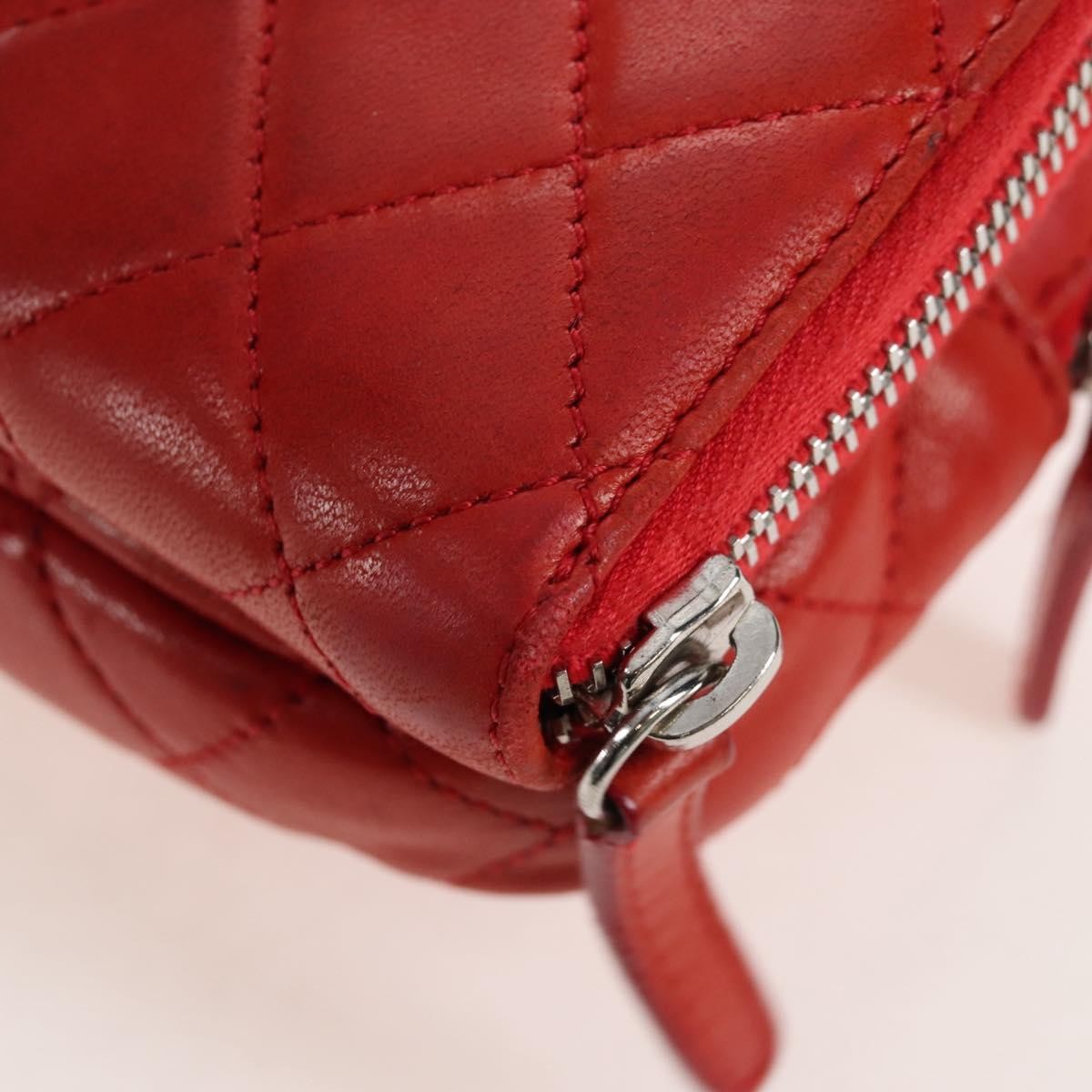 Chanel Wallet On Chain Flap Quilted Calfskin Red Leather Handbag (Pre-Owned)