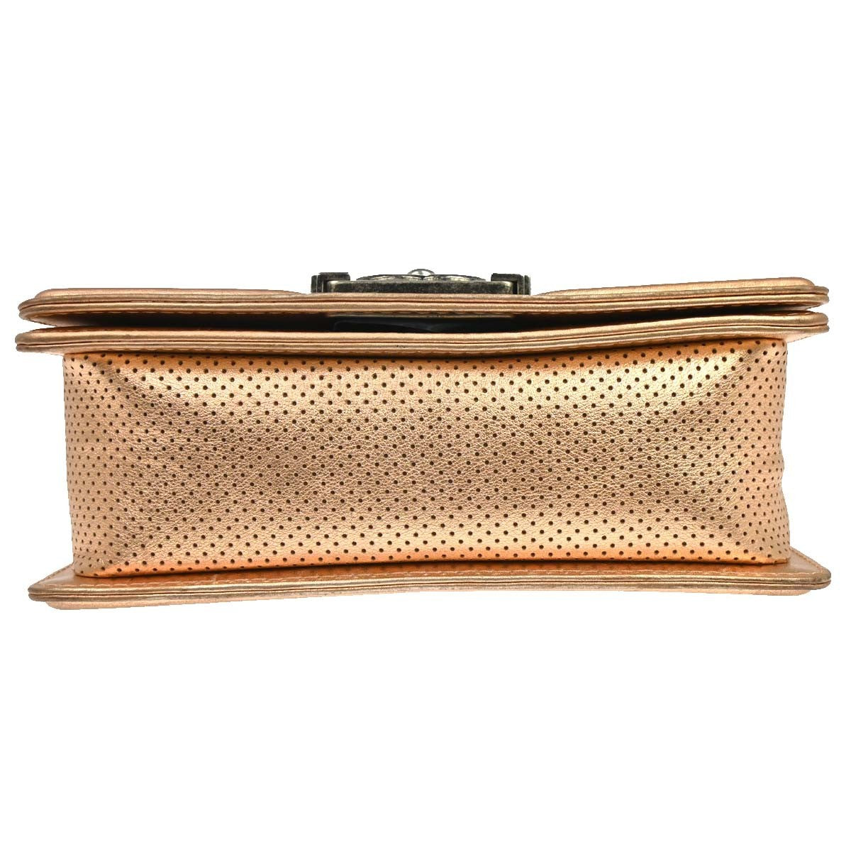 Chanel Boy Flap Quilted Perforated Lambskin Metallic Leather Shoulder Bag Bag (Pre-Owned)