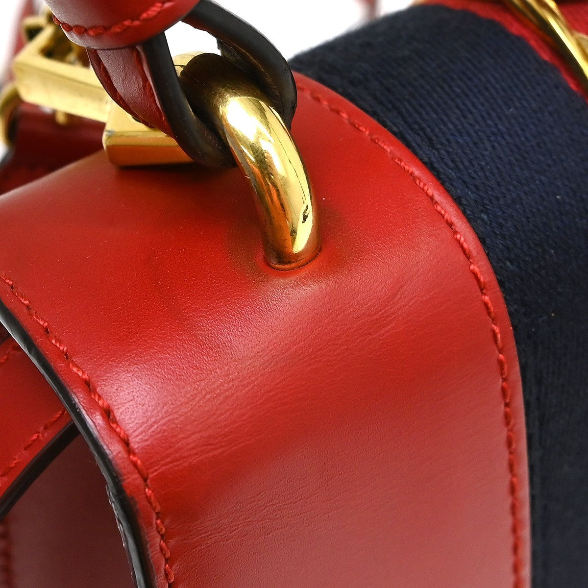 Gucci Sylvie Top Handle Leather Red Leather Handbag (Pre-Owned)