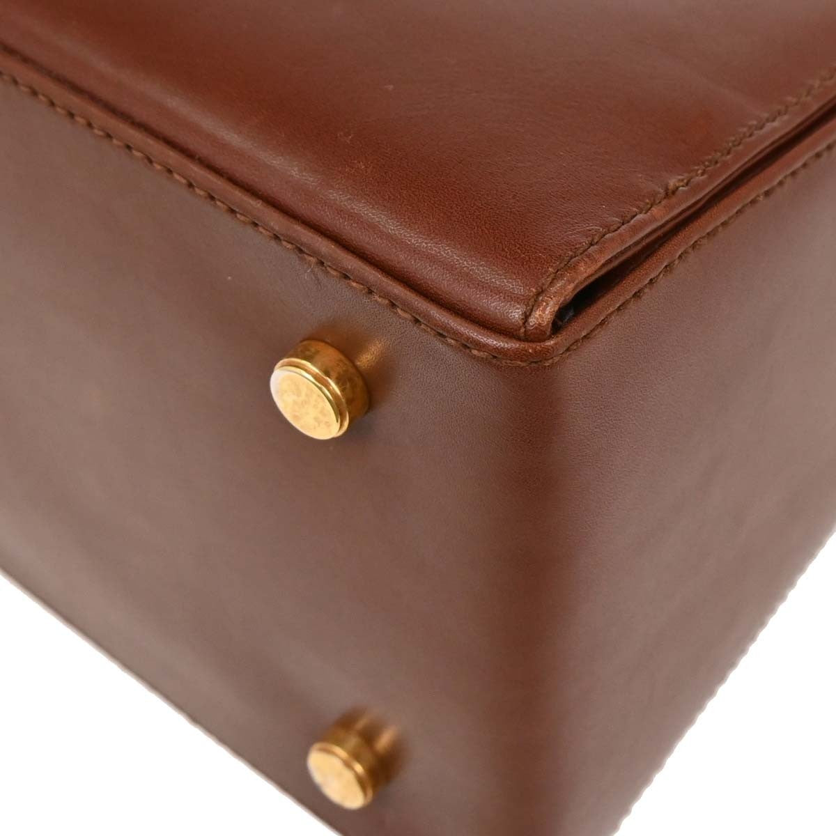 Salvatore Ferragamo Gancini Convertible Top Handle Leather Brown Leather Handbag (Pre-Owned)