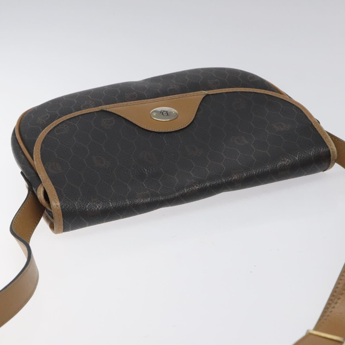 Christian Dior Vintage Honeycomb Flap Coated Canvas Black Canvas Shoulder Bag Bag (Pre-Owned)