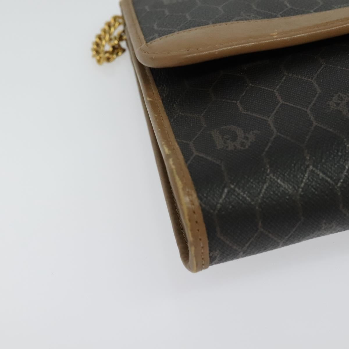 Christian Dior Vintage Honeycomb Zip Coated Canvas Black Canvas Shoulder Bag Bag (Pre-Owned)