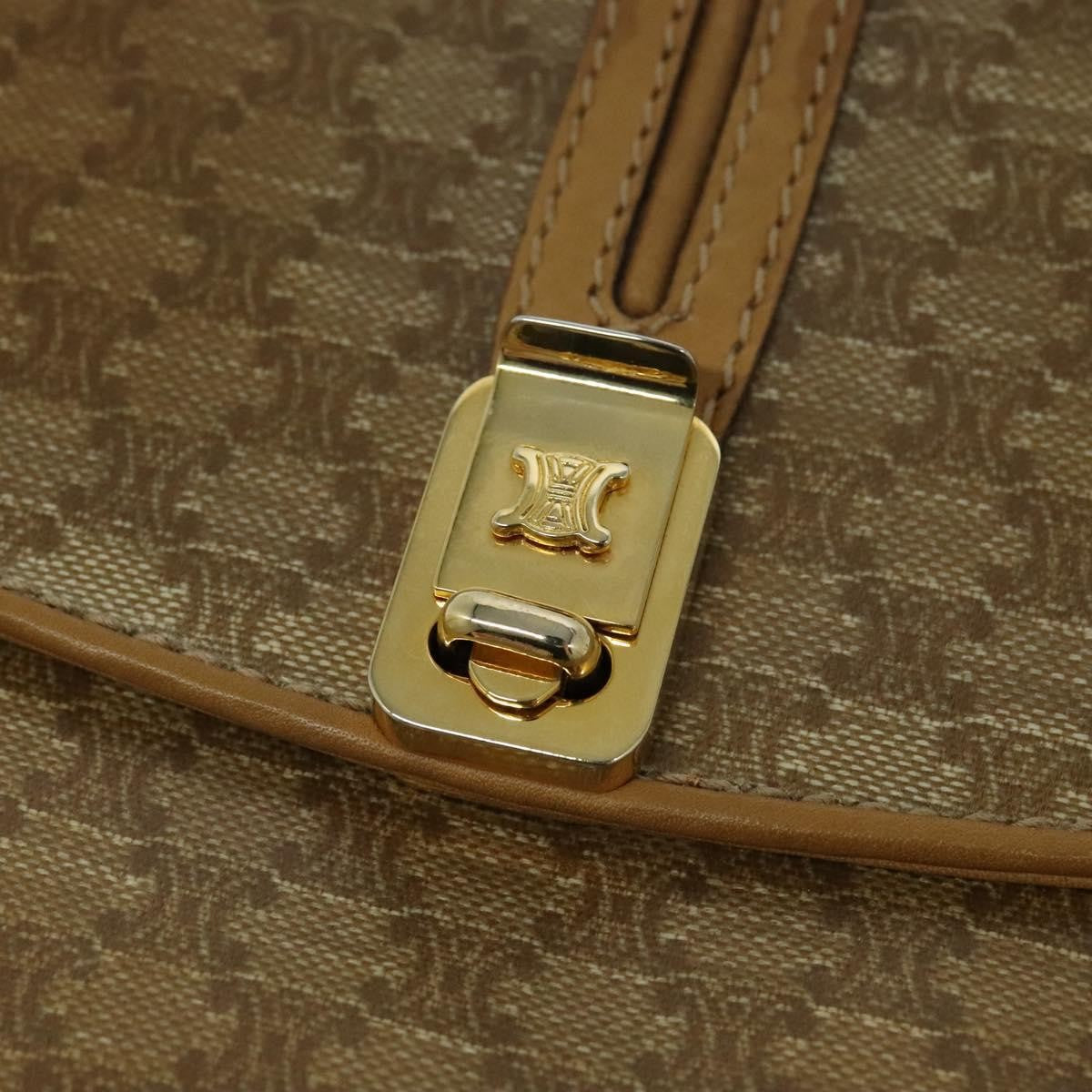 Celine Vintage Macadam Canvas And Leather Beige Canvas Shoulder Bag Bag (Pre-Owned)