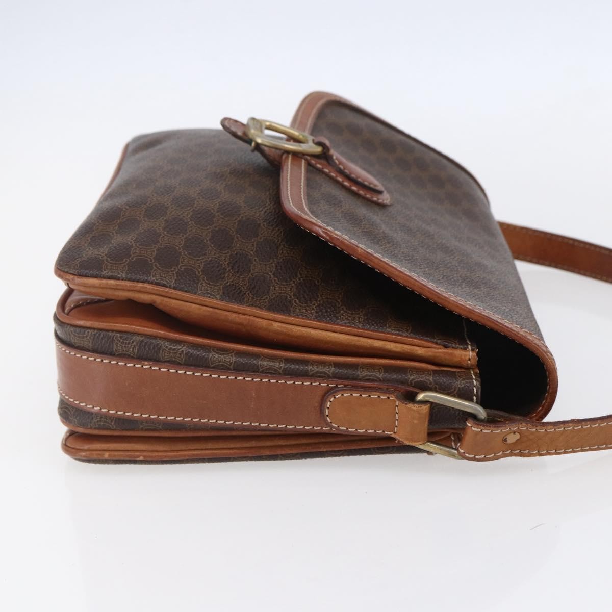 Celine Vintage Macadam Canvas And Leather Brown Canvas Shoulder Bag Bag (Pre-Owned)