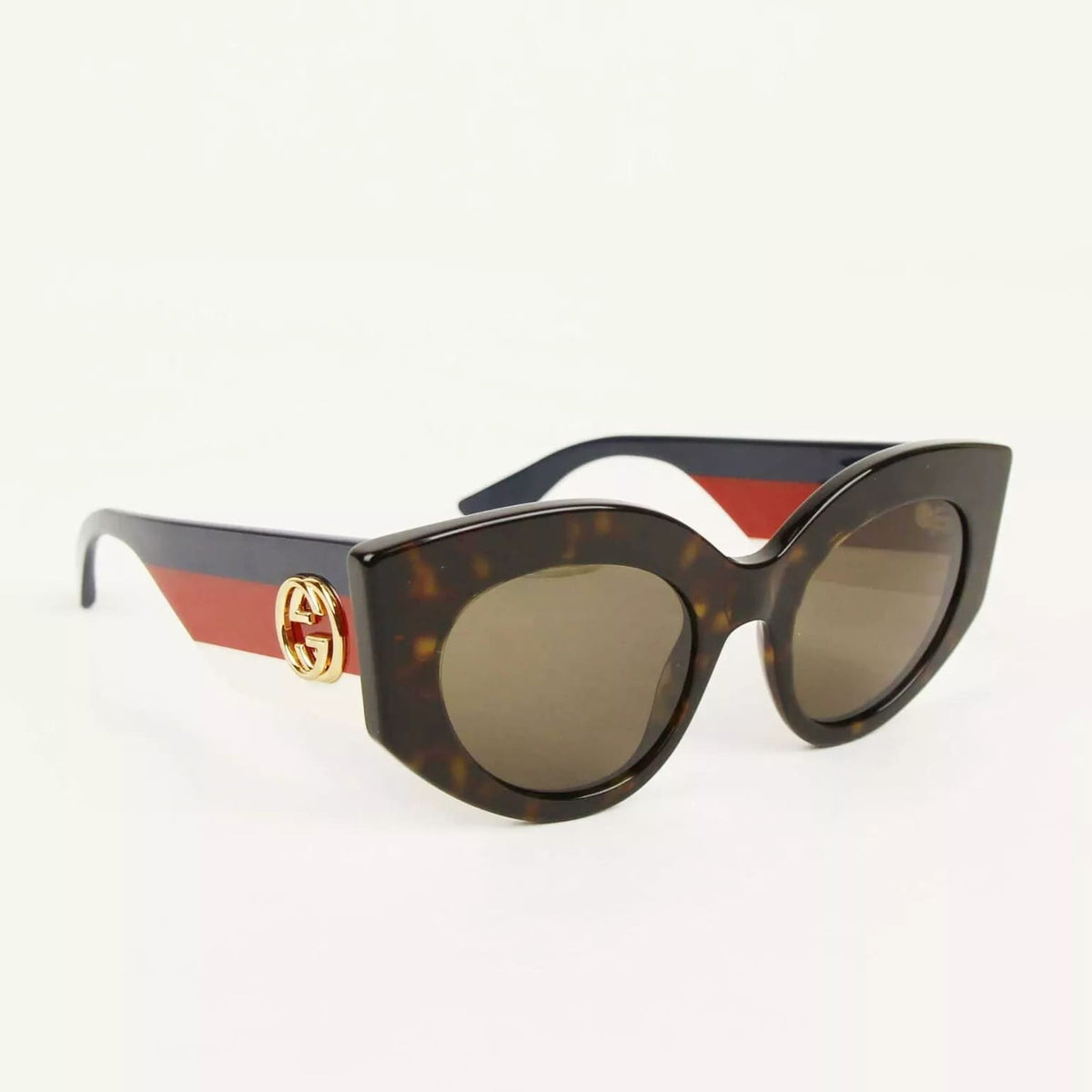 ?Authentic Gucci Sylvie Havana Cat Eye Sunglasses GG0283S Gucci Havana Oversized Cat Eye Acetate Sylvie Web Sunglasses main image 2