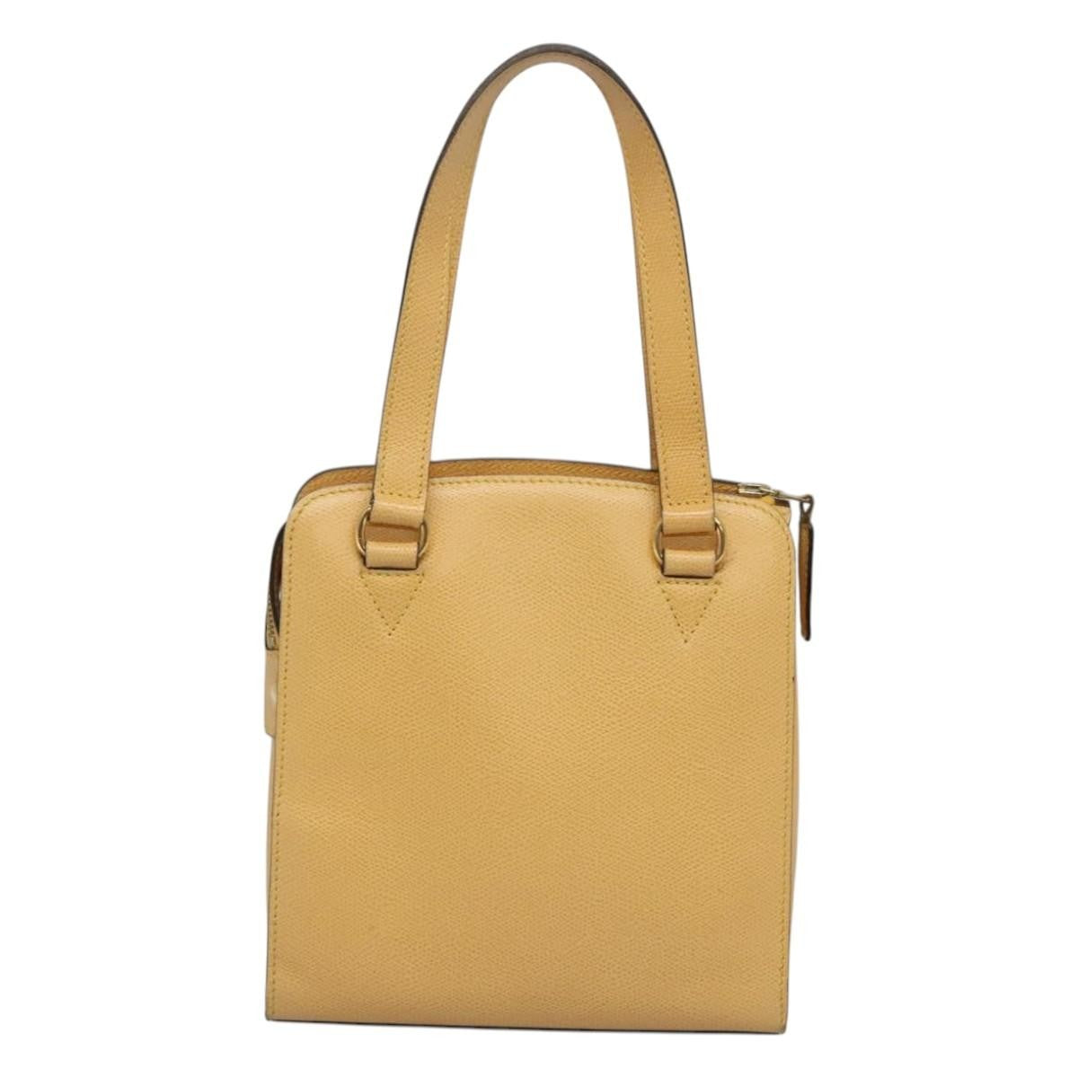 Celine Vintage Turnlock Leather Yellow Leather Handbag (Pre-Owned)