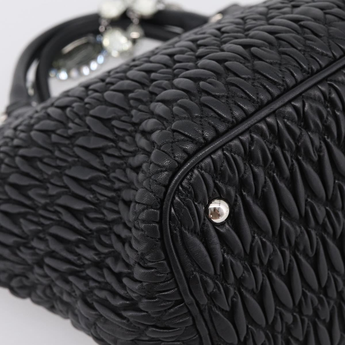 Miu Miu Shopper Tote Matelasse Leather Black Leather Handbag (Pre-Owned)