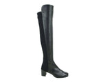 Stuart Weitzman Women's Mid Black Nappa Leather With Elastic Back Heel Knee Boot