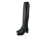 Stuart Weitzman Women's Mid Black Nappa Leather With Elastic Back Heel Knee Boot