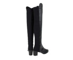 Stuart Weitzman Women's Mid Black Nappa Leather With Elastic Back Heel Knee Boot