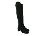 Stuart Weitzman Women's Mid Black Suede With Elastic Back Knee Boot