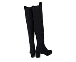 Stuart Weitzman Women's Mid Black Suede With Elastic Back Knee Boot