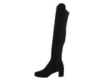 Stuart Weitzman Women's Mid Black Suede With Elastic Back Knee Boot