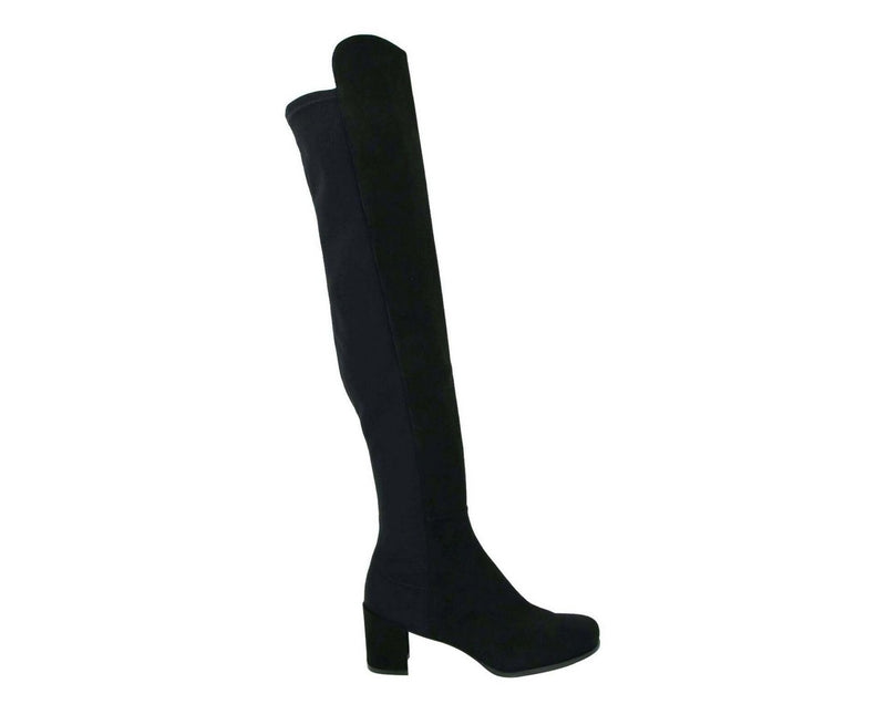 Stuart Weitzman Women's Mid Black Suede With Elastic Back Knee Boot