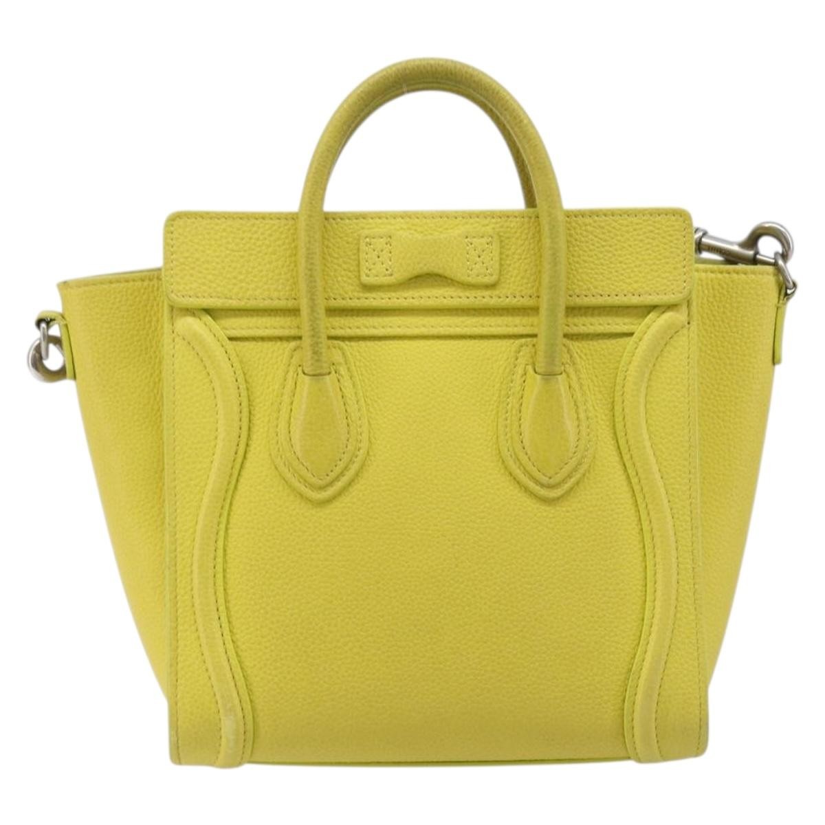 Celine Luggage Grainy Leather Yellow Leather Handbag (Pre-Owned)