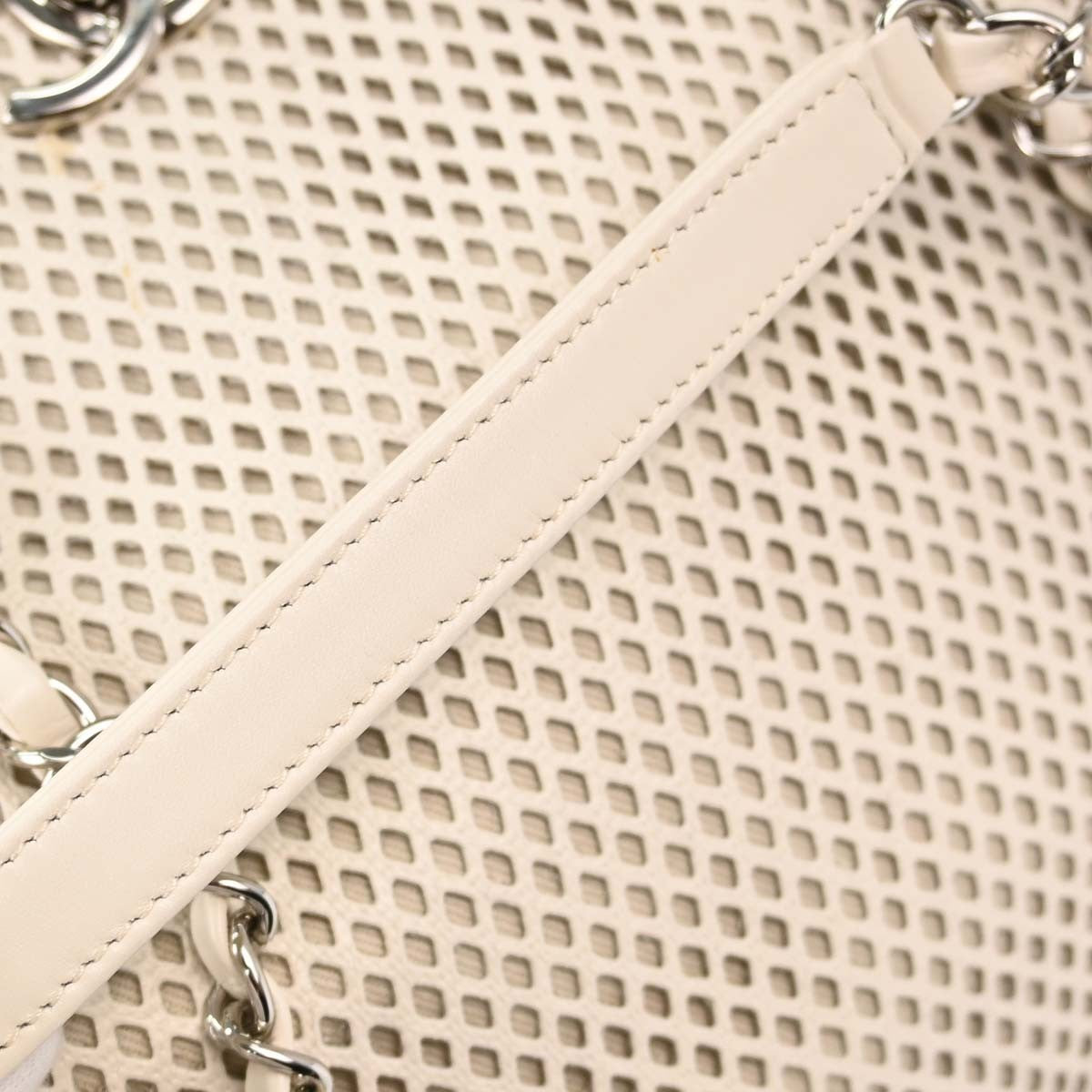 Chanel Up In The Air Top Handle Perforated Leather White Leather Tote Bag Bag (Pre-Owned)