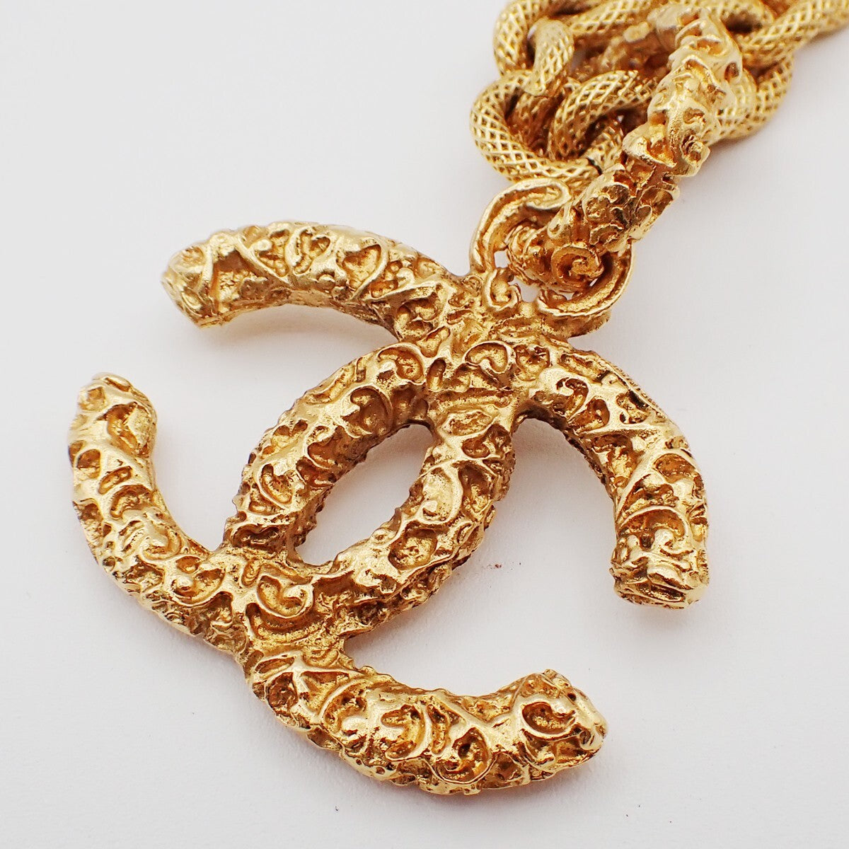 Chanel Vintage Cc Logo Chain Charm Pendant Gold-Plated Gold Gold_Plated Necklace Jewelry (Pre-Owned)