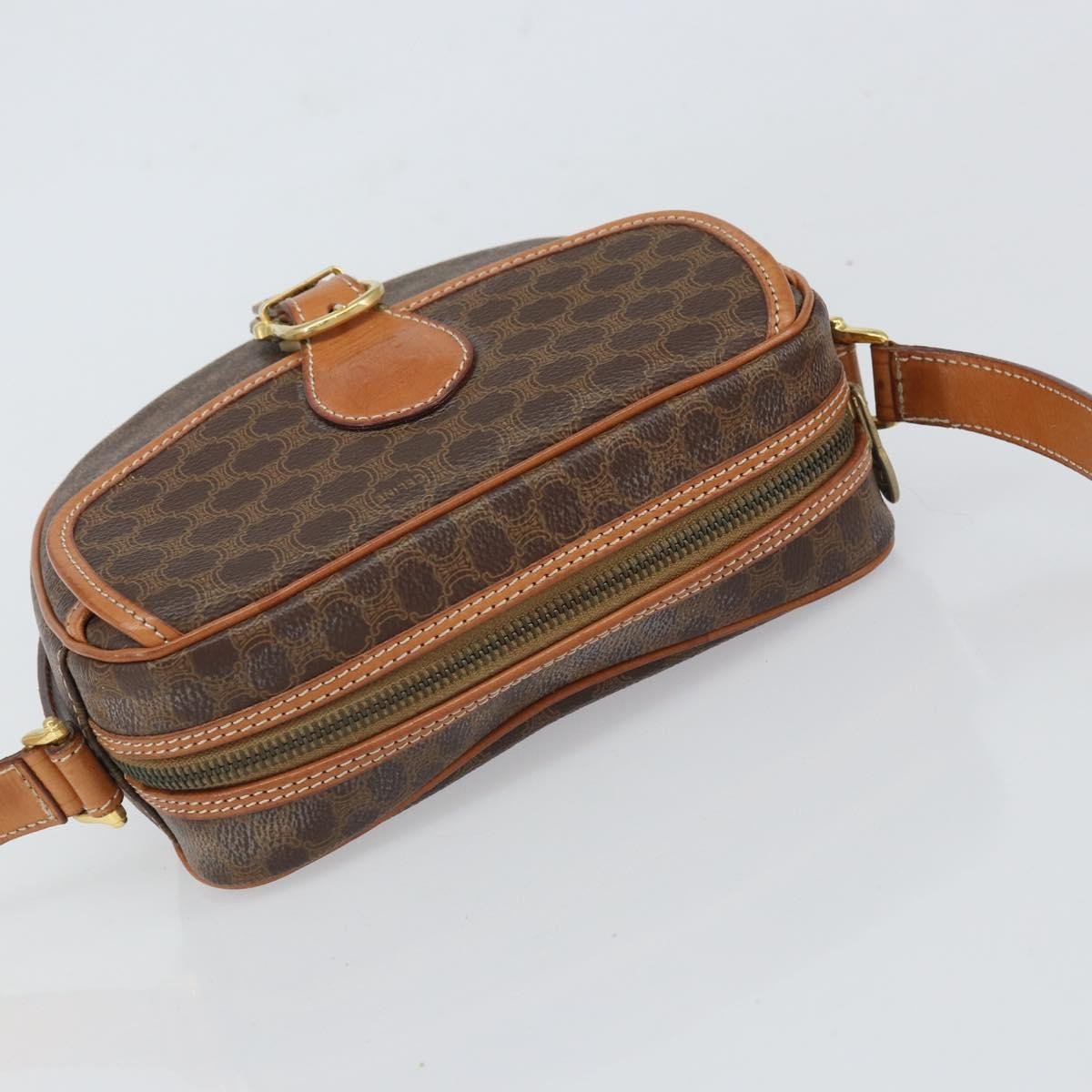 Celine Vintage Macadam Canvas And Leather Brown Canvas Shoulder Bag Bag (Pre-Owned)