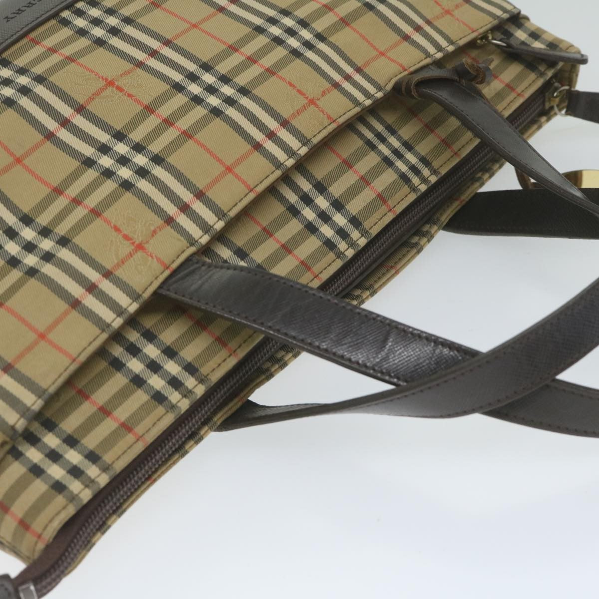 Burberry Nova Check Nova Check Canvas And Leather Beige Canvas Handbag (Pre-Owned)