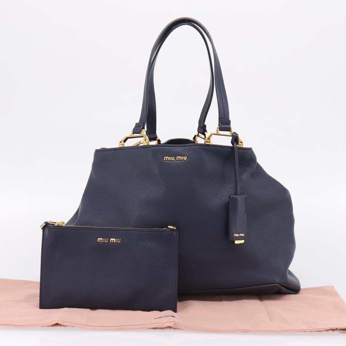 Miu Miu Madras Leather Navy Leather Shoulder Bag Bag (Pre-Owned)