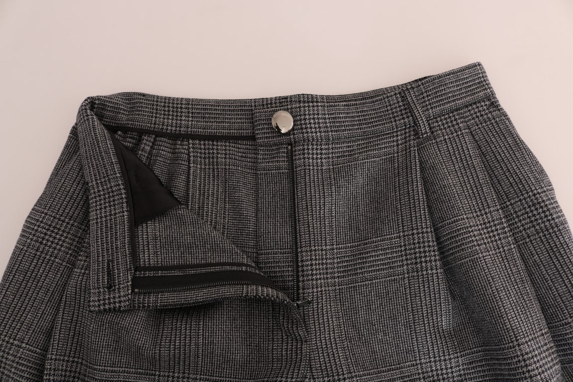 Dolce & Gabbana Elegant Gray Check Capri Wool Women's Pants