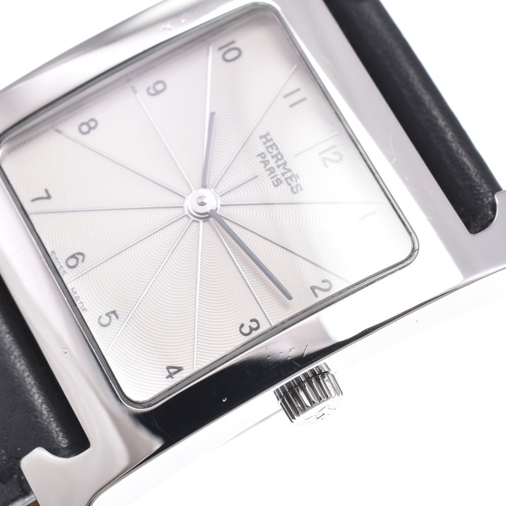 Hermes Heure H Quartz Stainless Steel And Leather Watch (Pre-Owned)