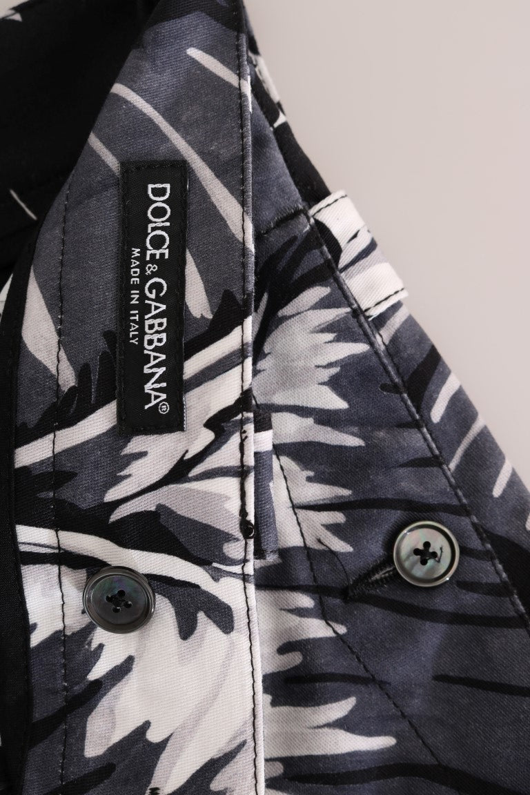 Dolce & Gabbana Gray Banana Leaf Cotton Men's Pants