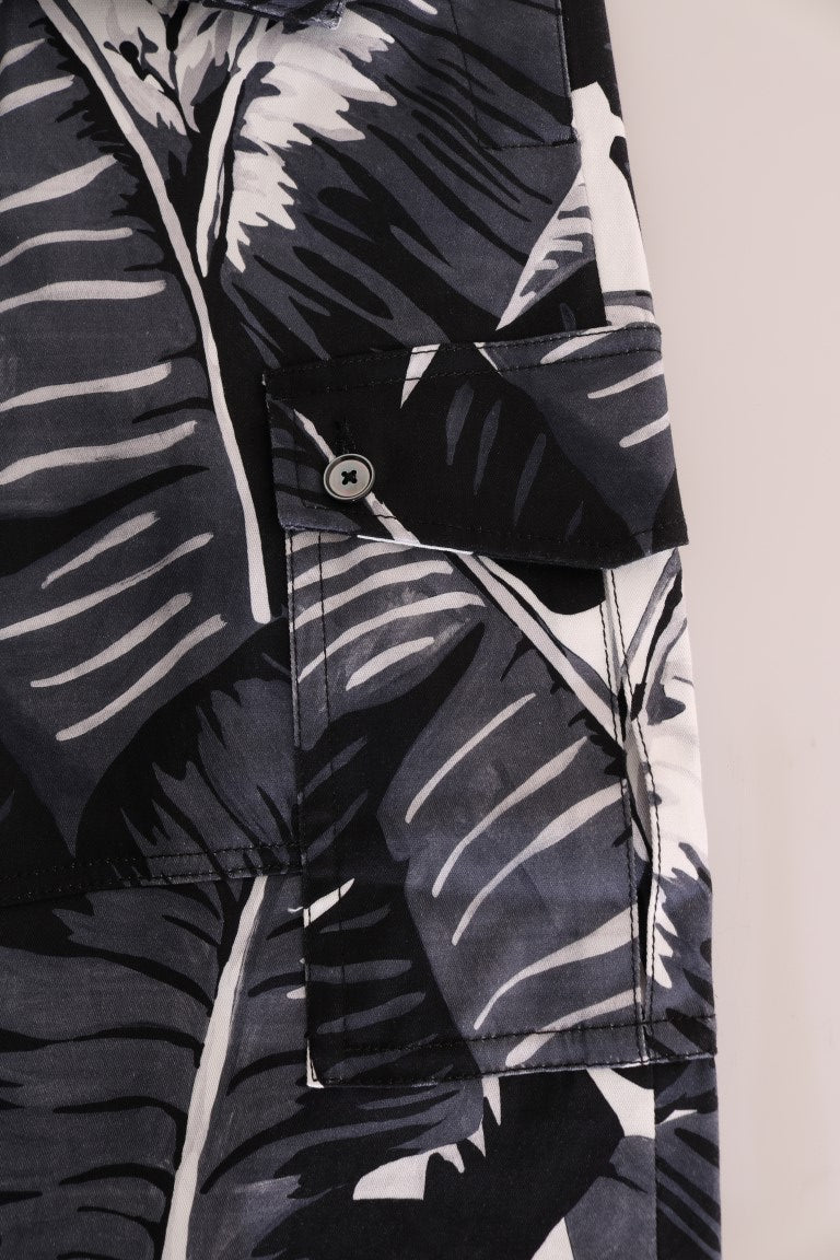 Dolce & Gabbana Gray Banana Leaf Cotton Men's Pants