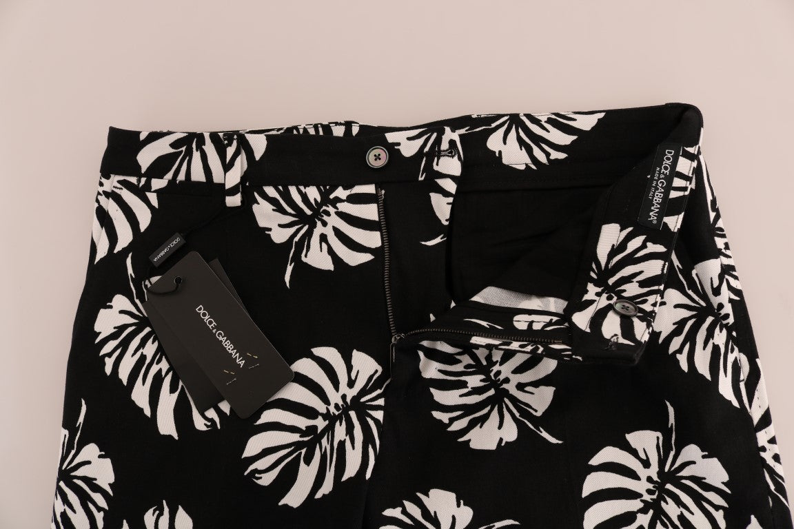 Dolce & Gabbana Slim Fit Leaf Print Ankle Men's Pants