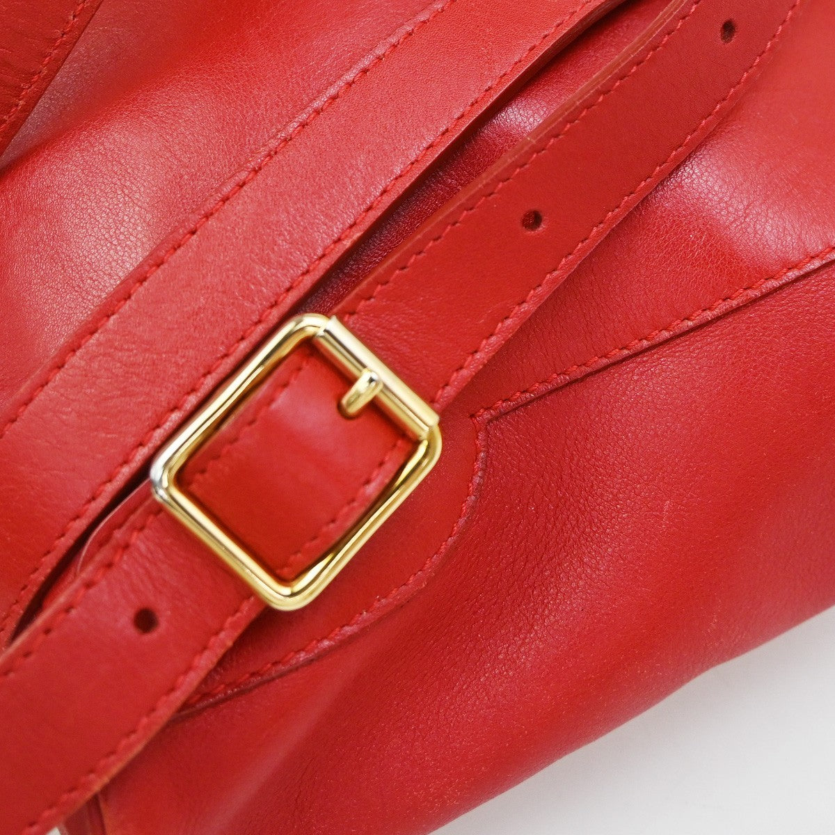 Gucci Vintage Bamboo Leather Red Leather Backpack Bag (Pre-Owned)