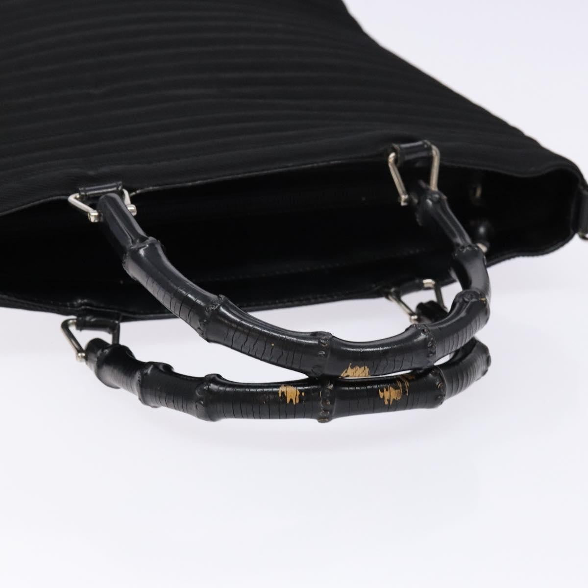 Gucci Vintage Bamboo Handle Nylon Black Nylon Handbag (Pre-Owned)
