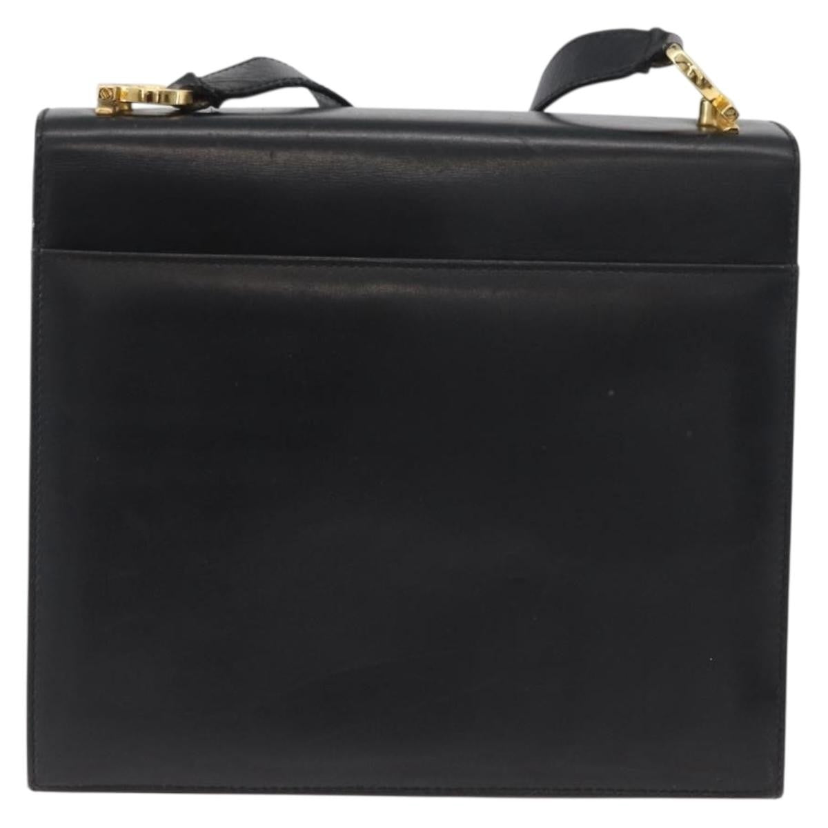 Salvatore Ferragamo Gancini Flap Leather Black Leather Shoulder Bag Bag (Pre-Owned)