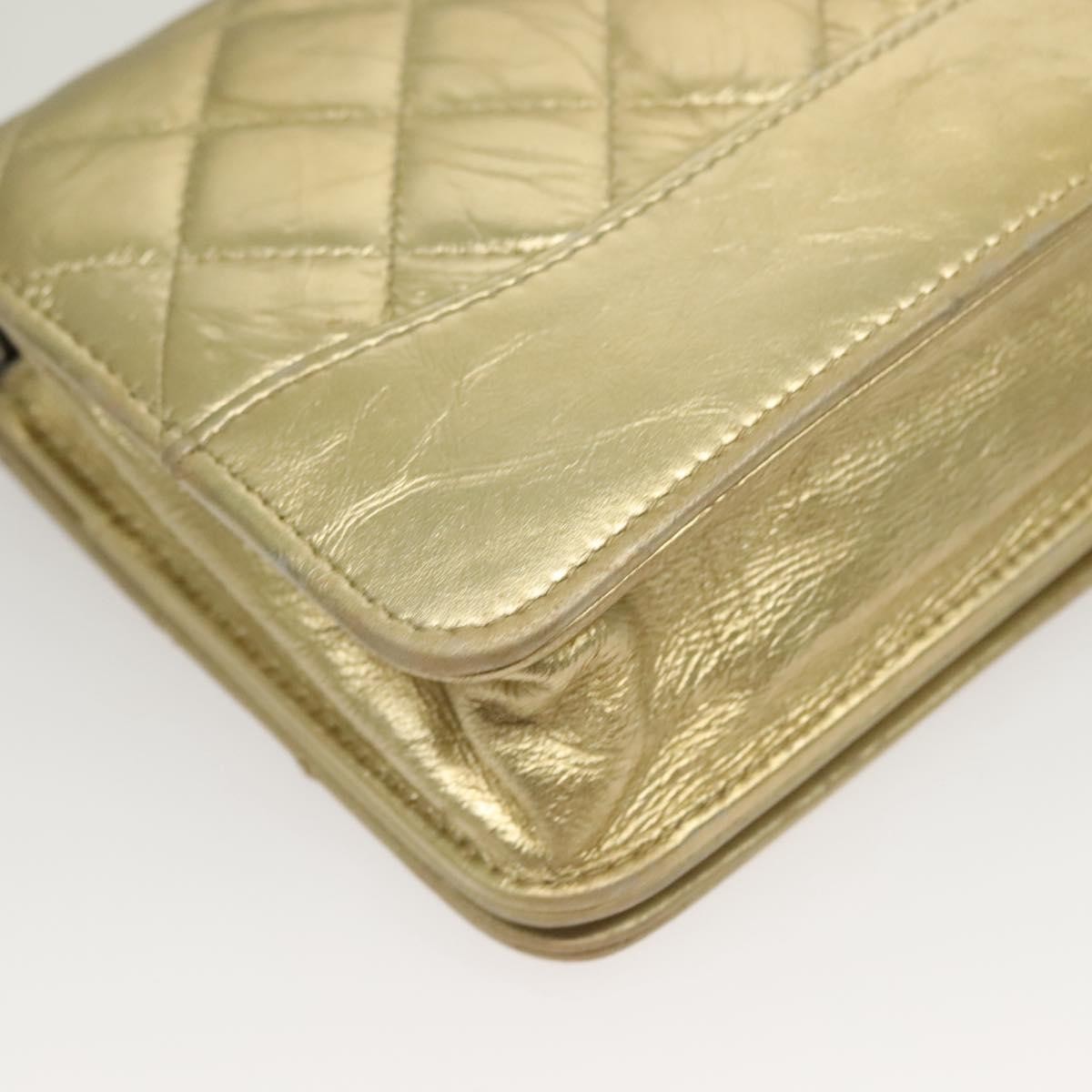 Chanel Gabrielle Wallet On Chain Quilted Aged Calfskin Gold Leather Crossbody Bag Bag (Pre-Owned)