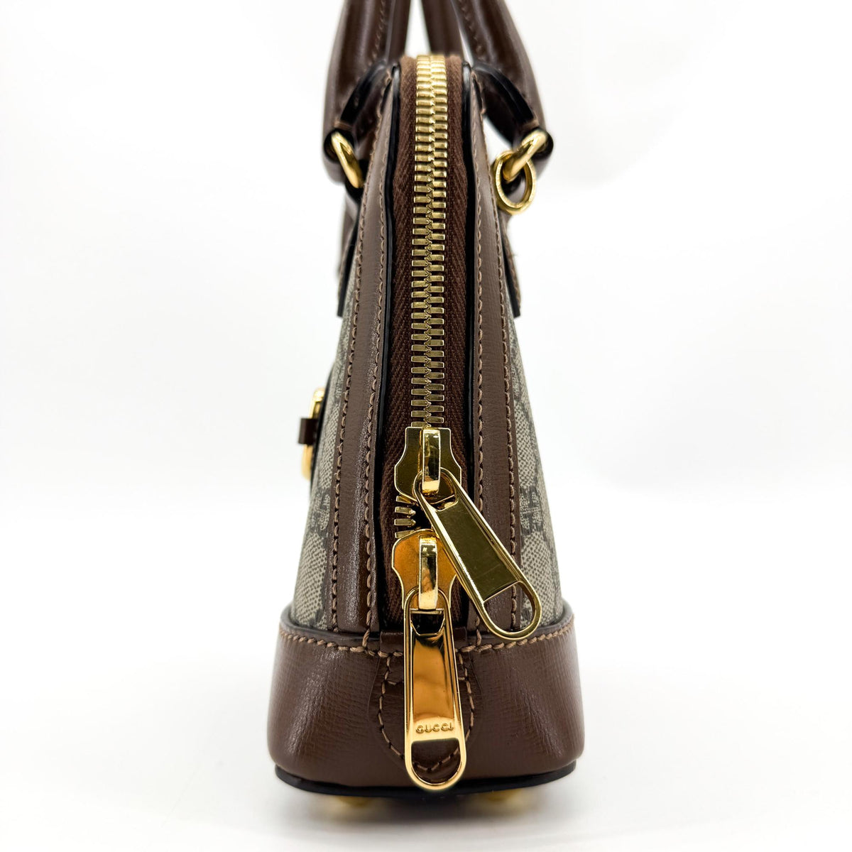 Gucci Horsebit 1955 Top Handle Gg Coated Canvas With Leather Brown Canvas Handbag (Pre-Owned)