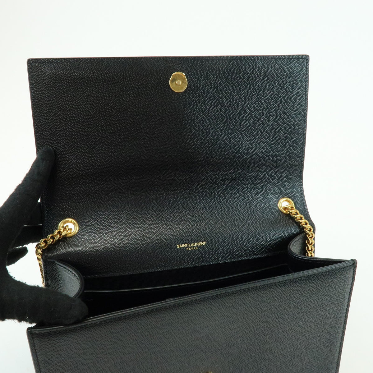 Saint Laurent Classic Monogram Leather Black Leather Crossbody Bag Bag (Pre-Owned)